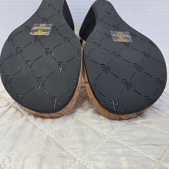 Lauren Ralph Lauren T Strap Sandals Womens 7B Wedge Rosalia Summer Cork - Picture 9 of 11